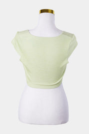 MOTEL Green V Neck Crop Top