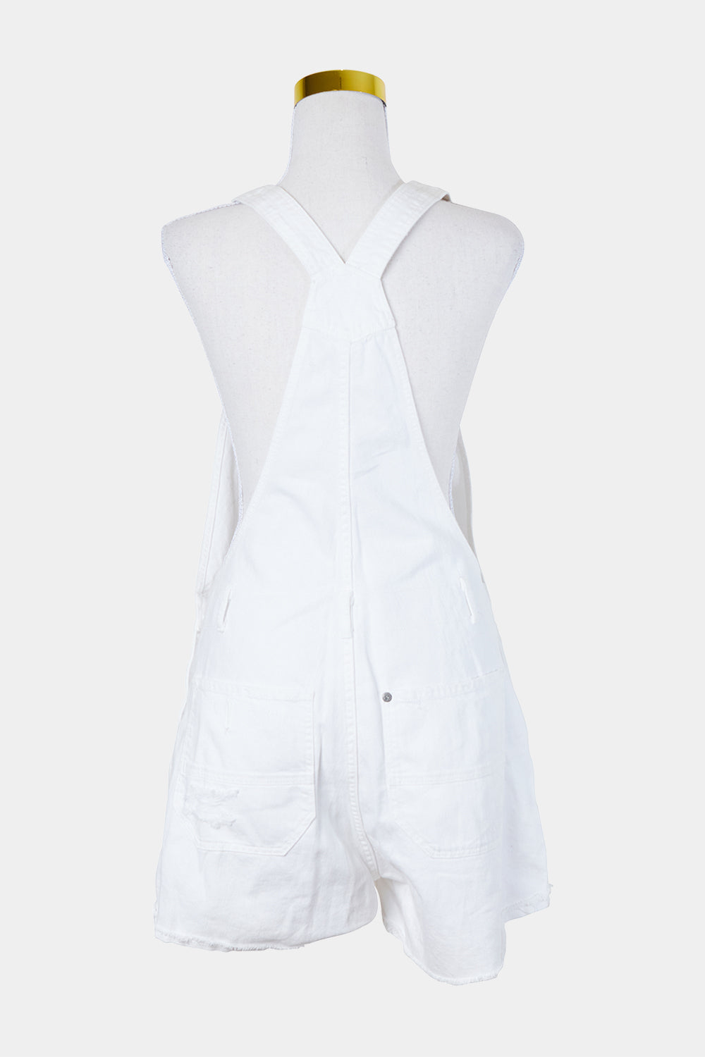 H And M White Denim Distressed Overalls
