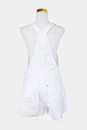 H And M White Denim Distressed Overalls