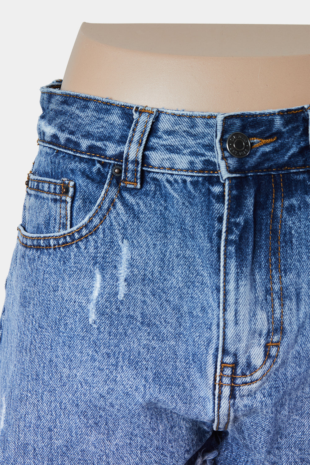 GLASSONS Blue Distressed Denim Shorts