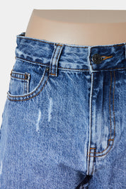 GLASSONS Blue Distressed Denim Shorts