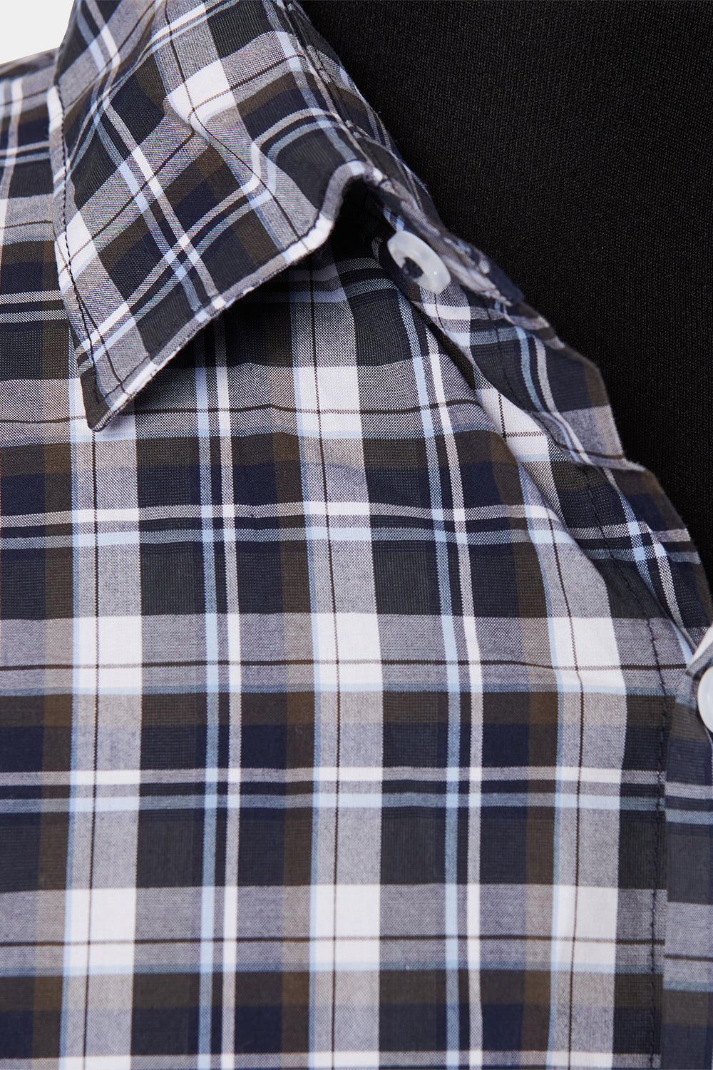 Country Road Navy, Brown White Plaid Tailored Fit Button Down Shirt