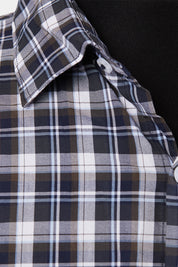 Country Road Navy, Brown White Plaid Tailored Fit Button Down Shirt