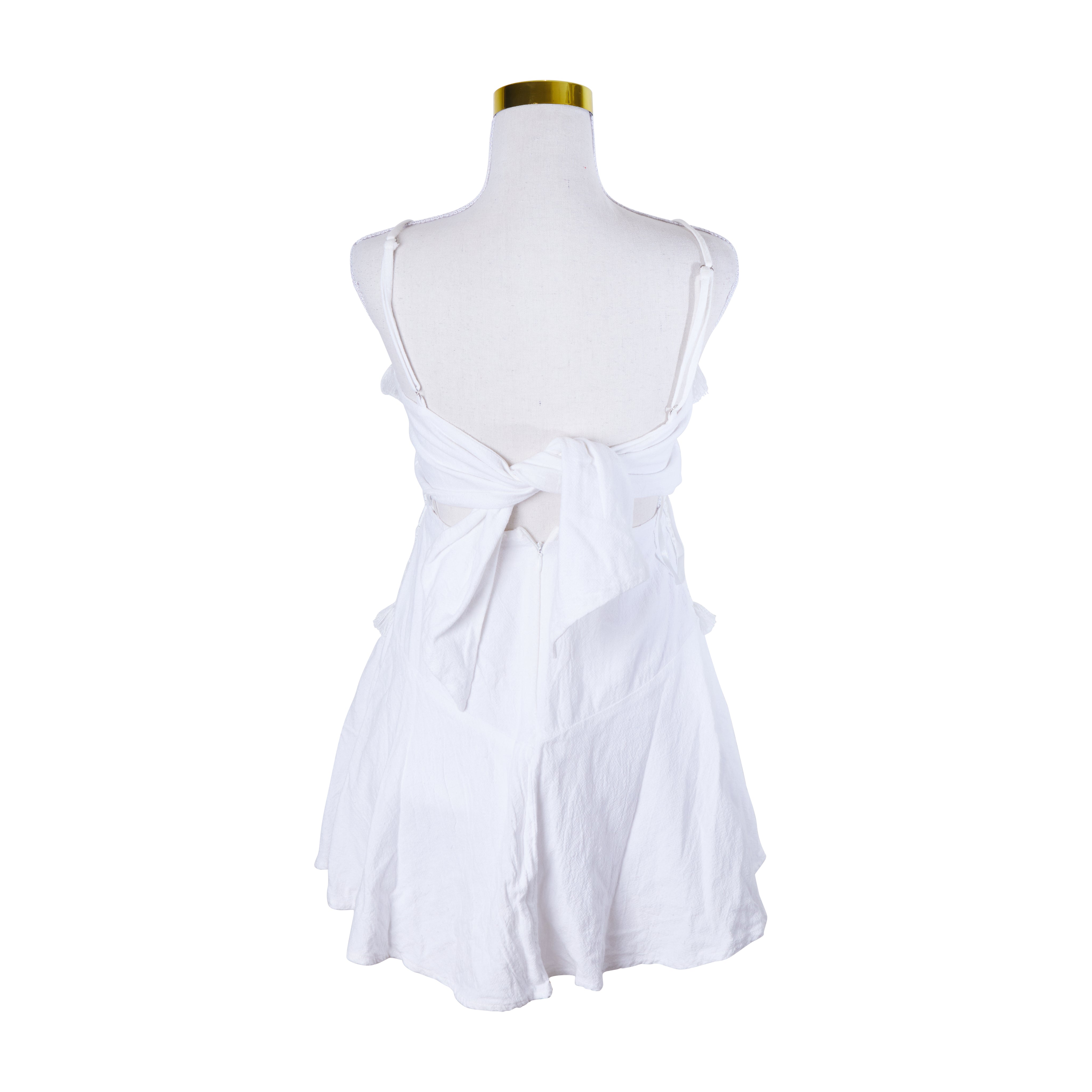 Saints And Secrets White Lace Detaiil Tie Back Dress