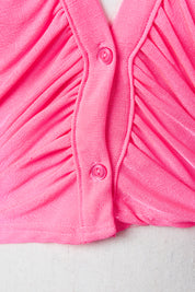 BOOHOO Fluoro Pink Stretch Cropped Cardigan