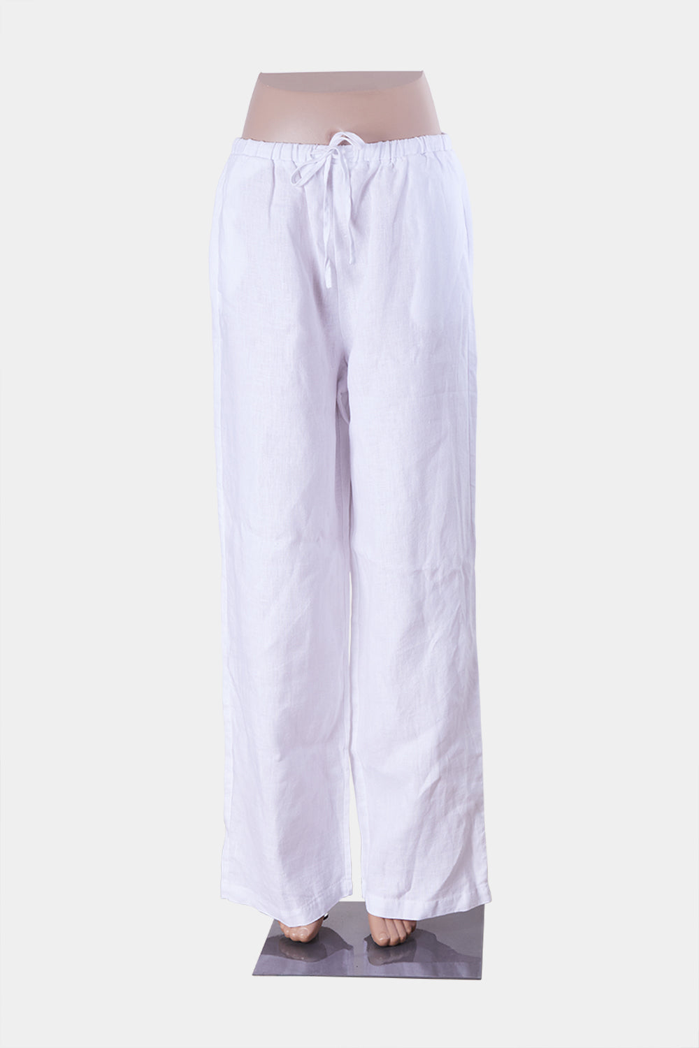 SUBTITLED White Drawstring Linen Pants