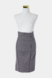 TEMT Black and White Pattern High Waisted Textured Pencil Skirit