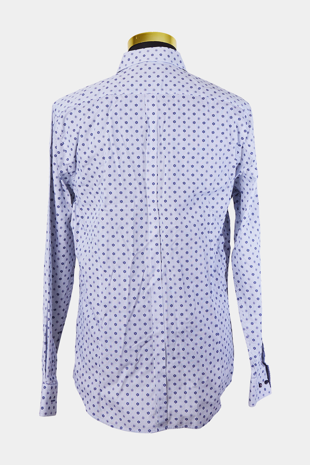 POLITIX Blue and White Pattern Slim Fit Button Down Shirt