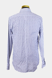 POLITIX Blue and White Pattern Slim Fit Button Down Shirt