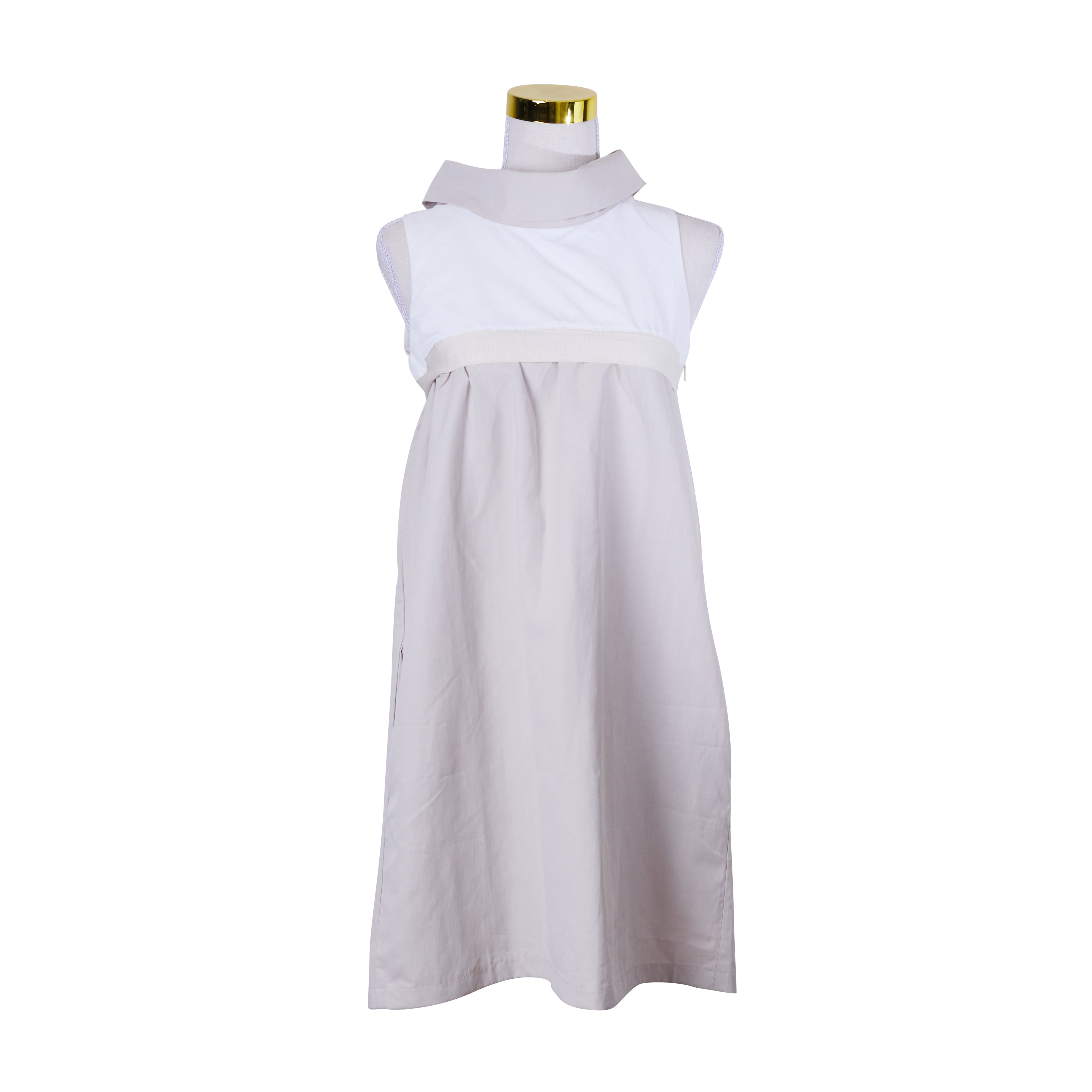 MARNI White and Beige High Neck Shift Dress