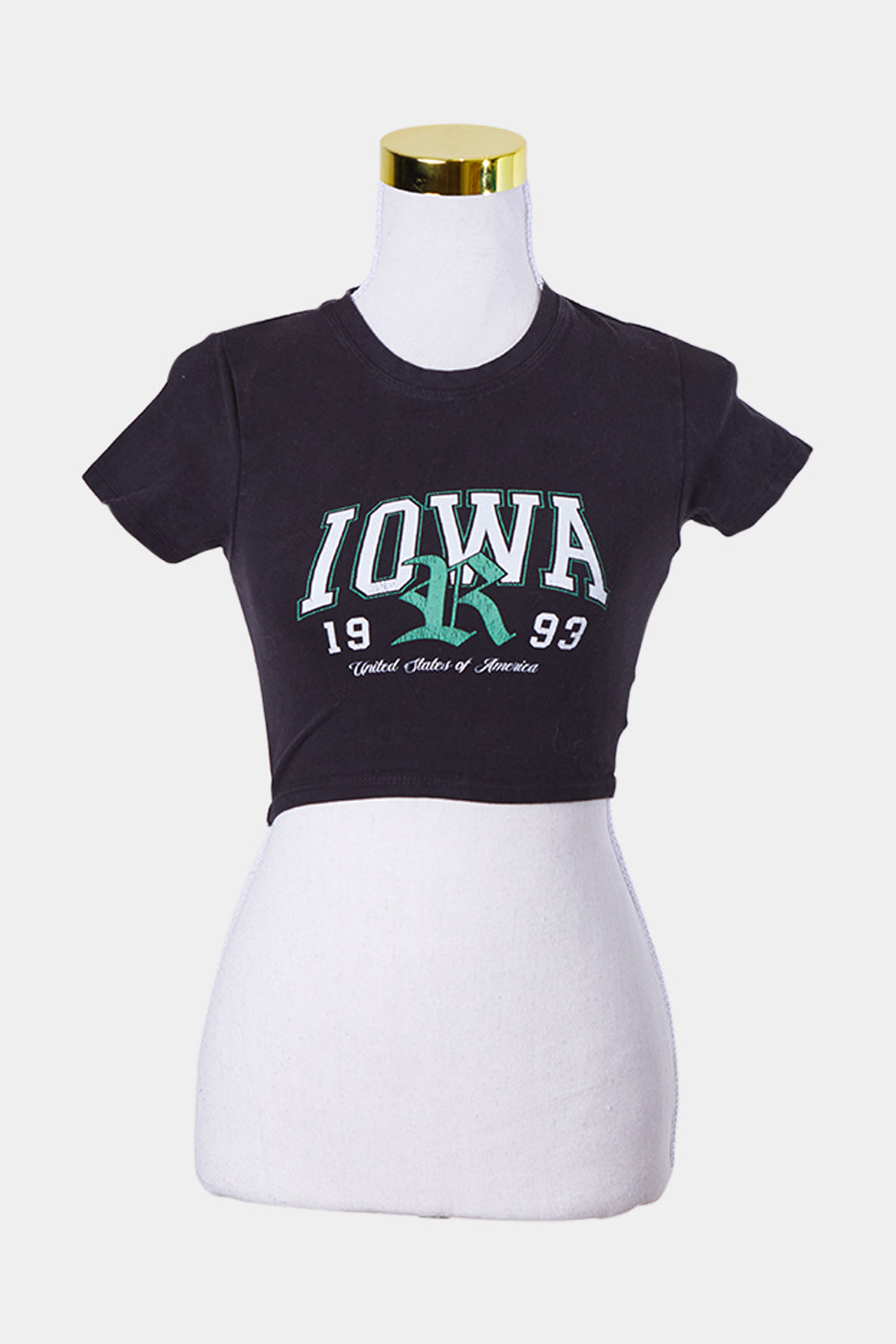 FACTORIE Black Iowa Print Crop T Shirt