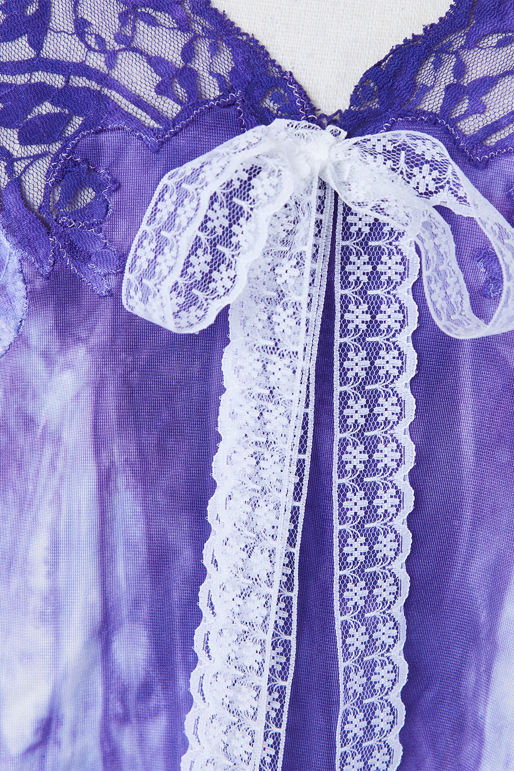 Assorted Brands Purple and White Lace Detai Tie Dye Slip Dress