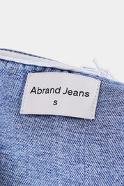 Abrand Jeans Blue Denim Patchwork Halter Crop Top