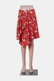 CUE Red Floral Tiered Midi Skirt