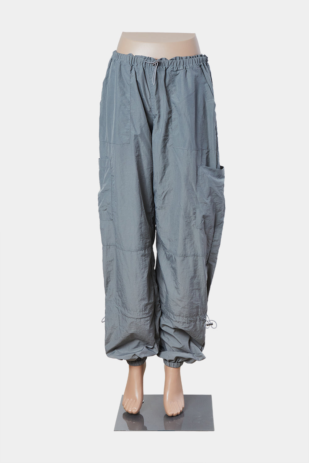 White Fox Grey Toggle Nylon Cargo Pants