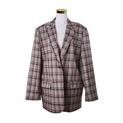 Asos Design Dark and Light Brown Plaid Long Blazer