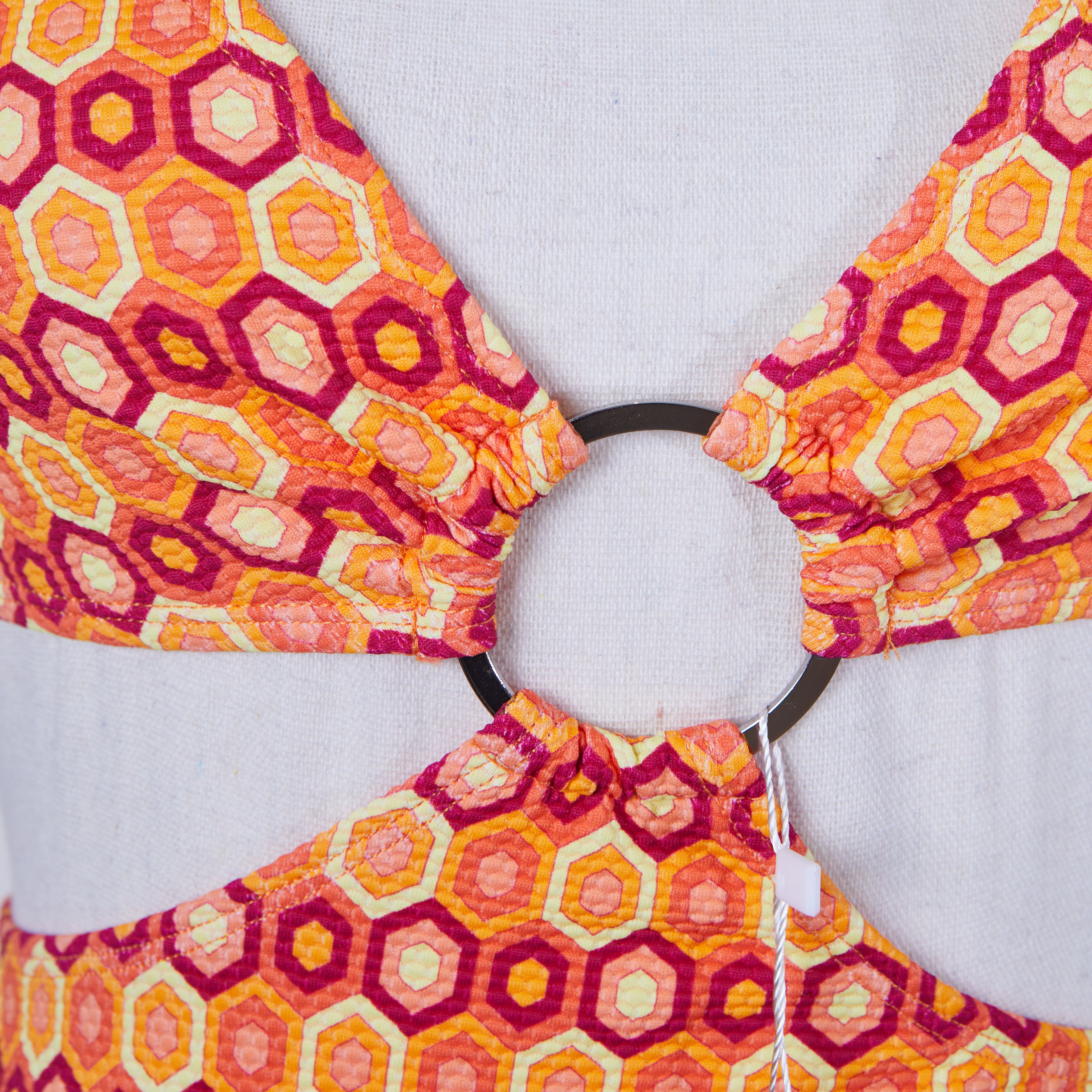 Mieses Swimwear Orange Print Ring Front Mini Dress