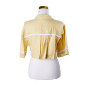 ROAME Yellow and White Crop Short Sleeve Top