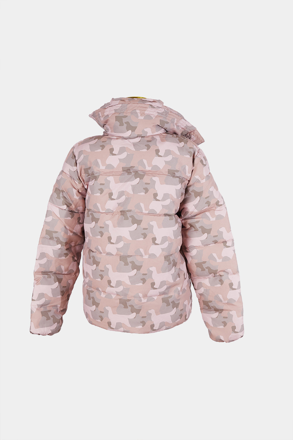 Unreal Fur Pink and Brown Camouglage Puffa Jacket