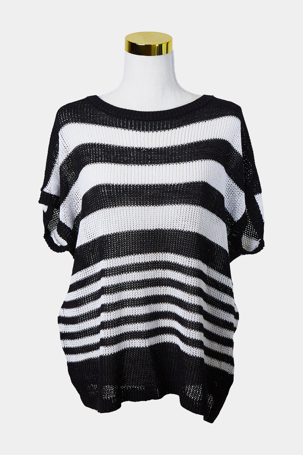 Maggie T Black and White Stripe Knit Top