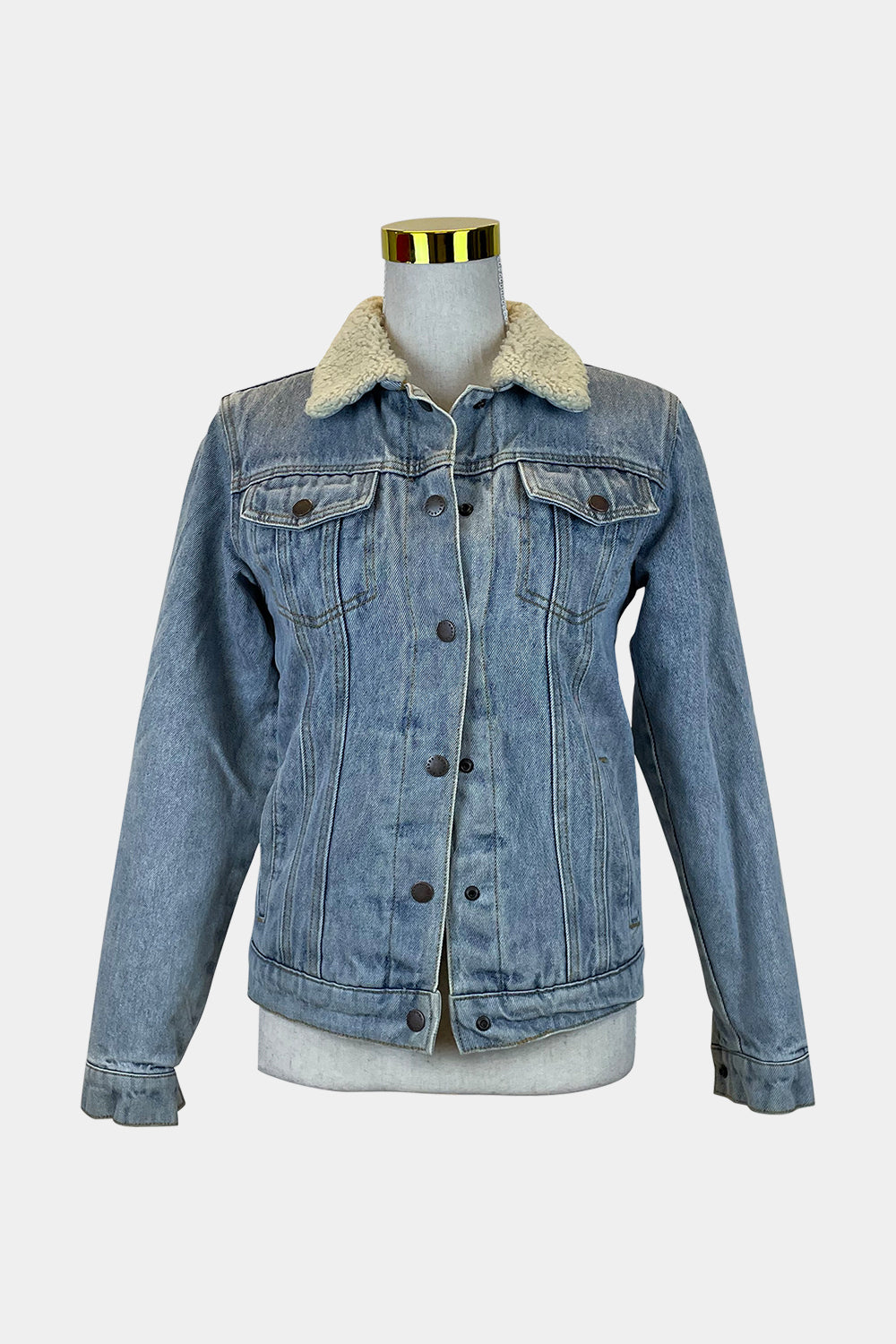 GHANDA Denim Faux Shearling Jacket