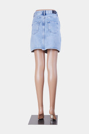 Pepe Jeans Light Blue Embroidered Denim Mini Skirt