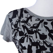 MNG Khaki and Black Velvet Heels Flocked T Shirt