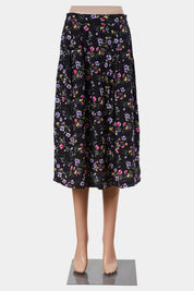 Sag Harbor Petite Black Floral Midi Skirt