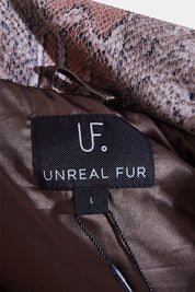 Unreal Fur Dusty Pink Snake Print Puffer Vest with Hood