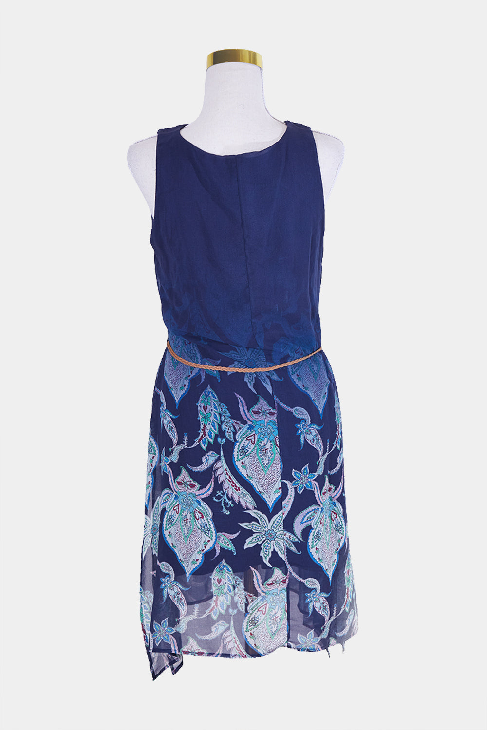 DESIGUAL Blue Belted Print Dress