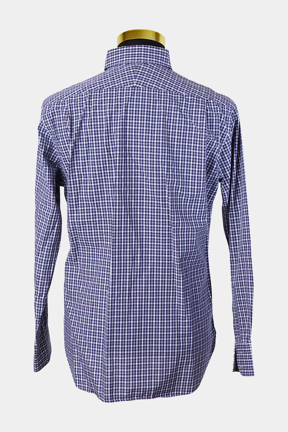 Mj Bale Navy and White Gingham Super Slim Button Down Shirt