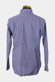 Mj Bale Navy and White Gingham Super Slim Button Down Shirt