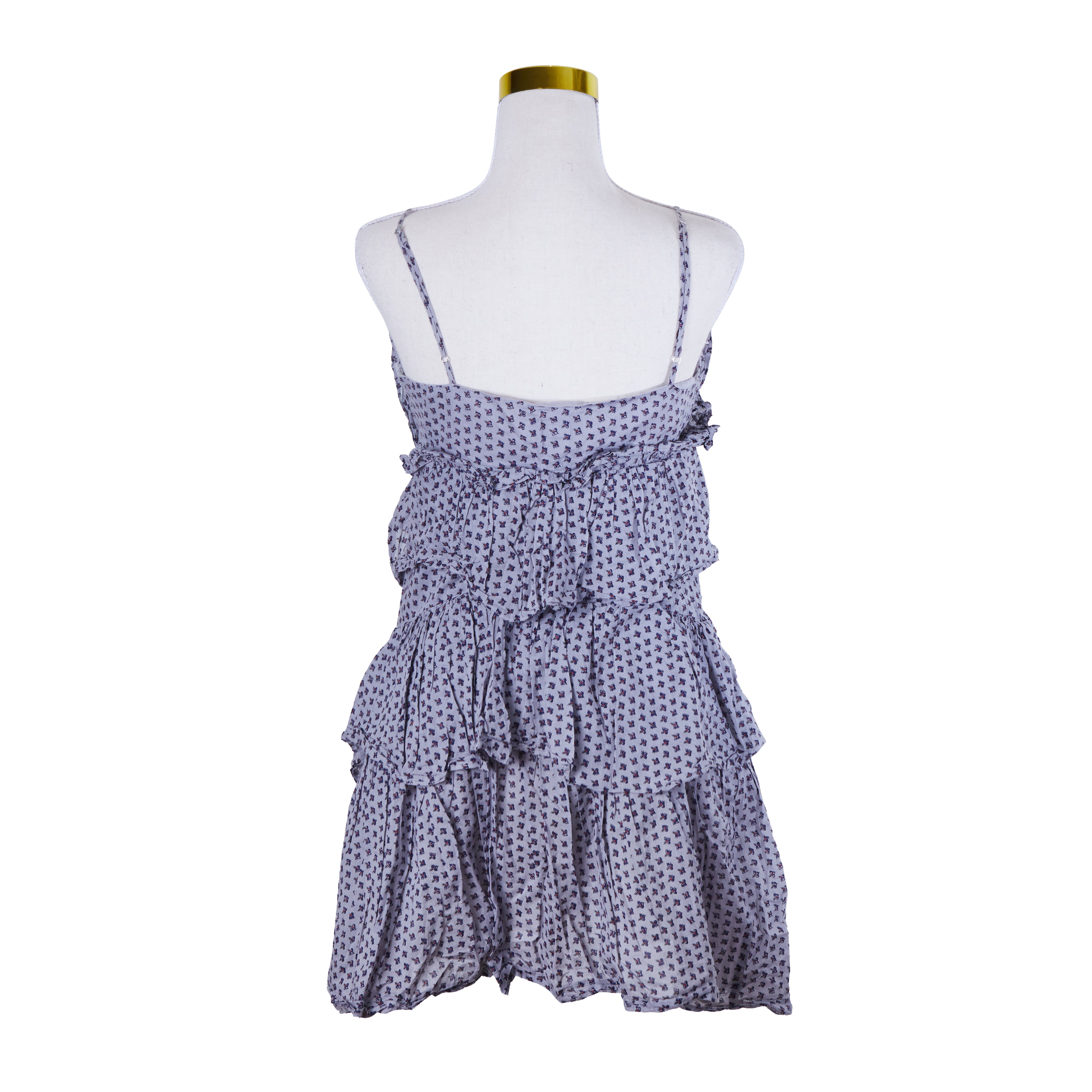 Country Road Dusty Blue Print Tiered Dress