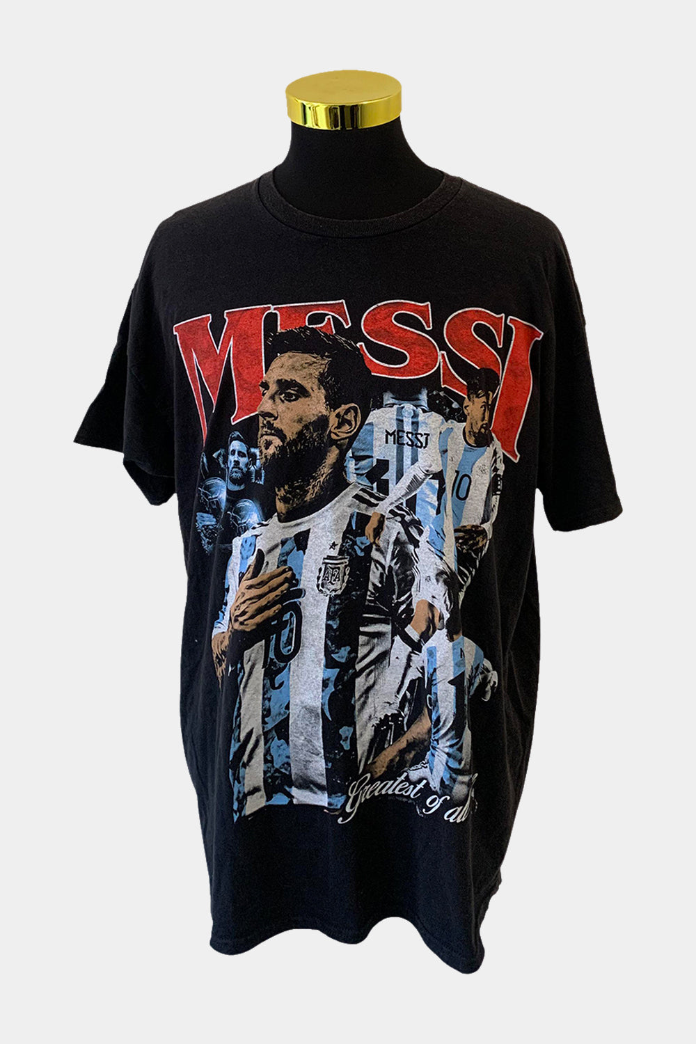 Goat Crew Lionel Messi Argentina Football Black Tshirt