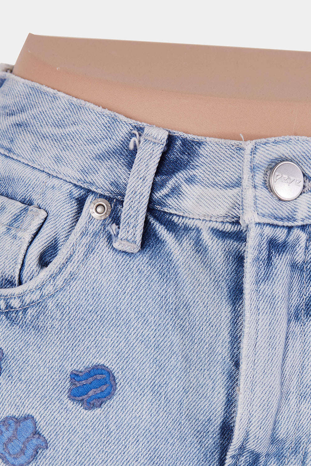 Pepe Jeans Light Blue Embroidered Denim Mini Skirt
