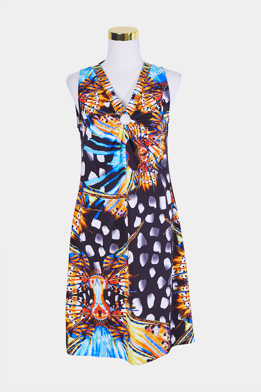 NSC Black and Multi Rhinestone and Keyhole Detail Midi Dress