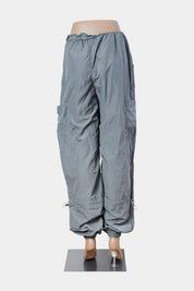 White Fox Grey Toggle Nylon Cargo Pants