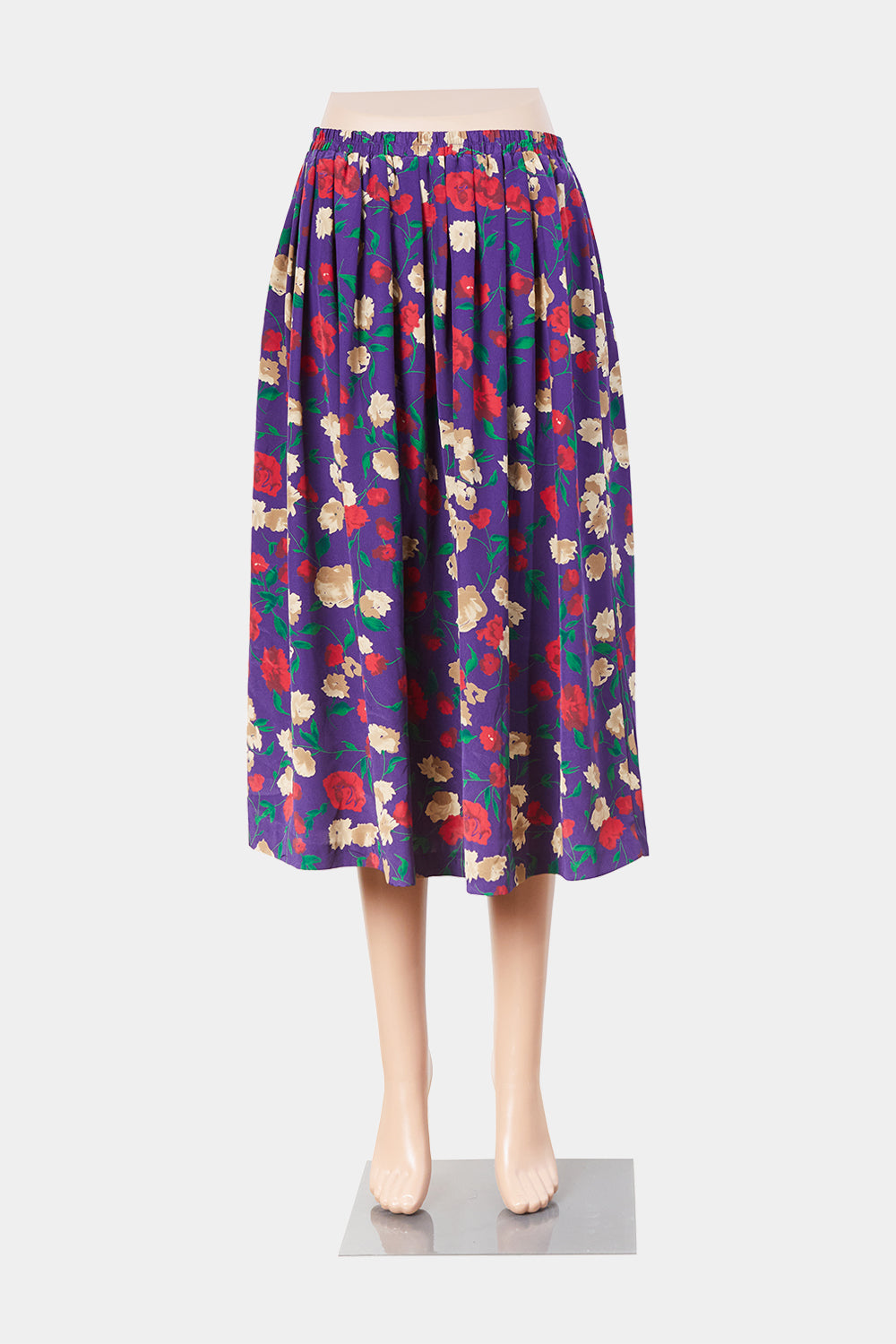 Leslie Faye Purple, Floral Pleated Midi Skirt