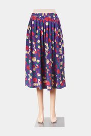 Leslie Faye Purple, Floral Pleated Midi Skirt