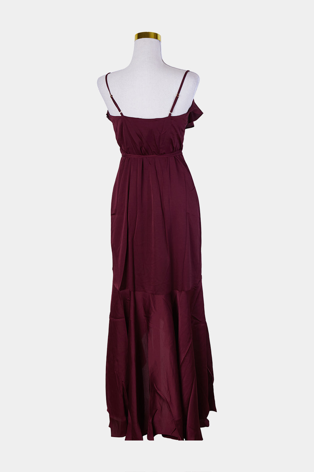 Shona Joy Burgundy Bias Frill Wrap Maxi Dress
