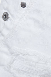 H And M White Denim Distressed Overalls