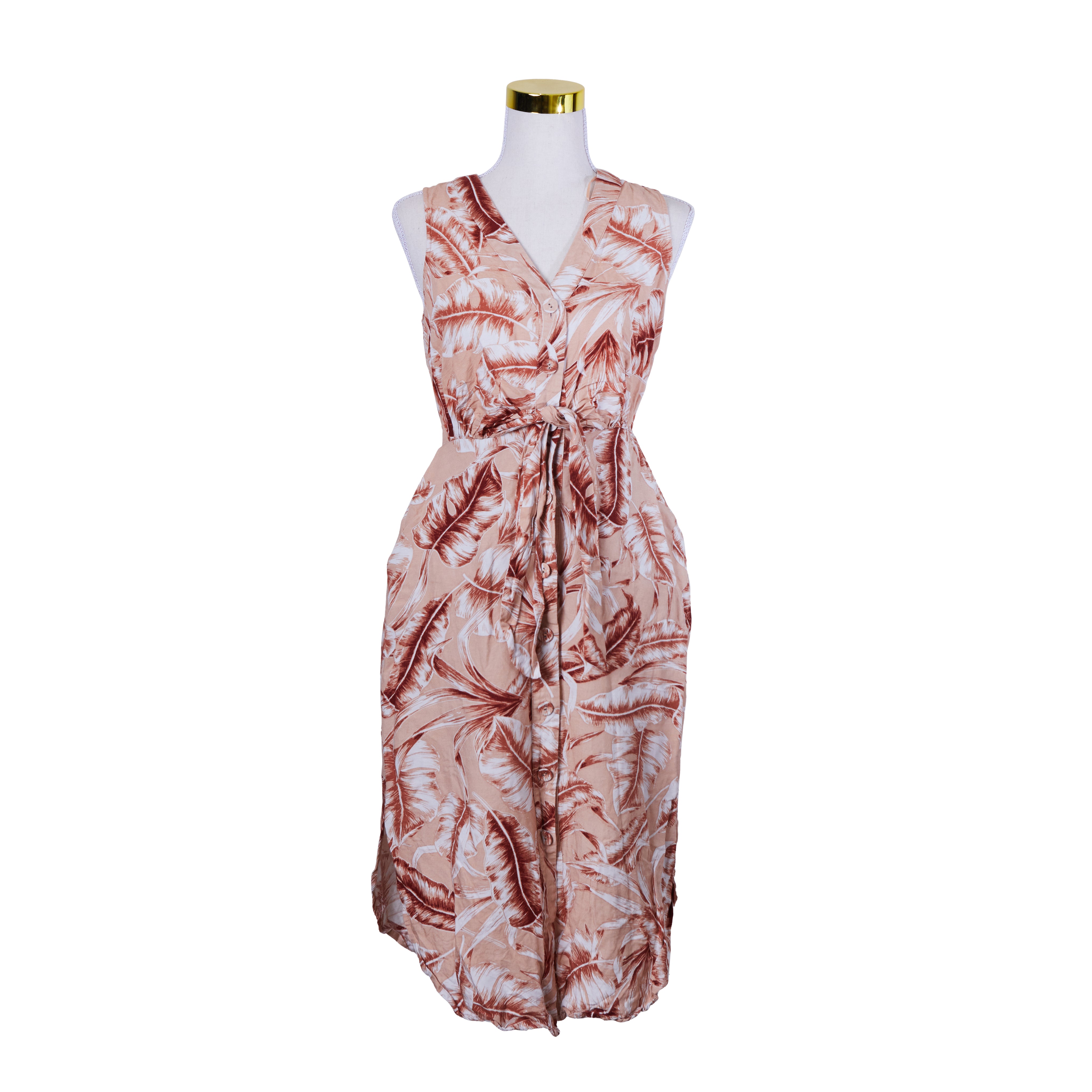 WITCHERY Orange Fern Print Sleeveless Summer Dress