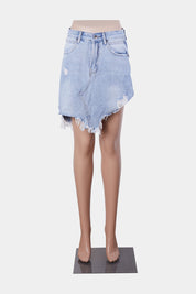 Madison Square Bue Distressed Deniim High Waisted Skirt