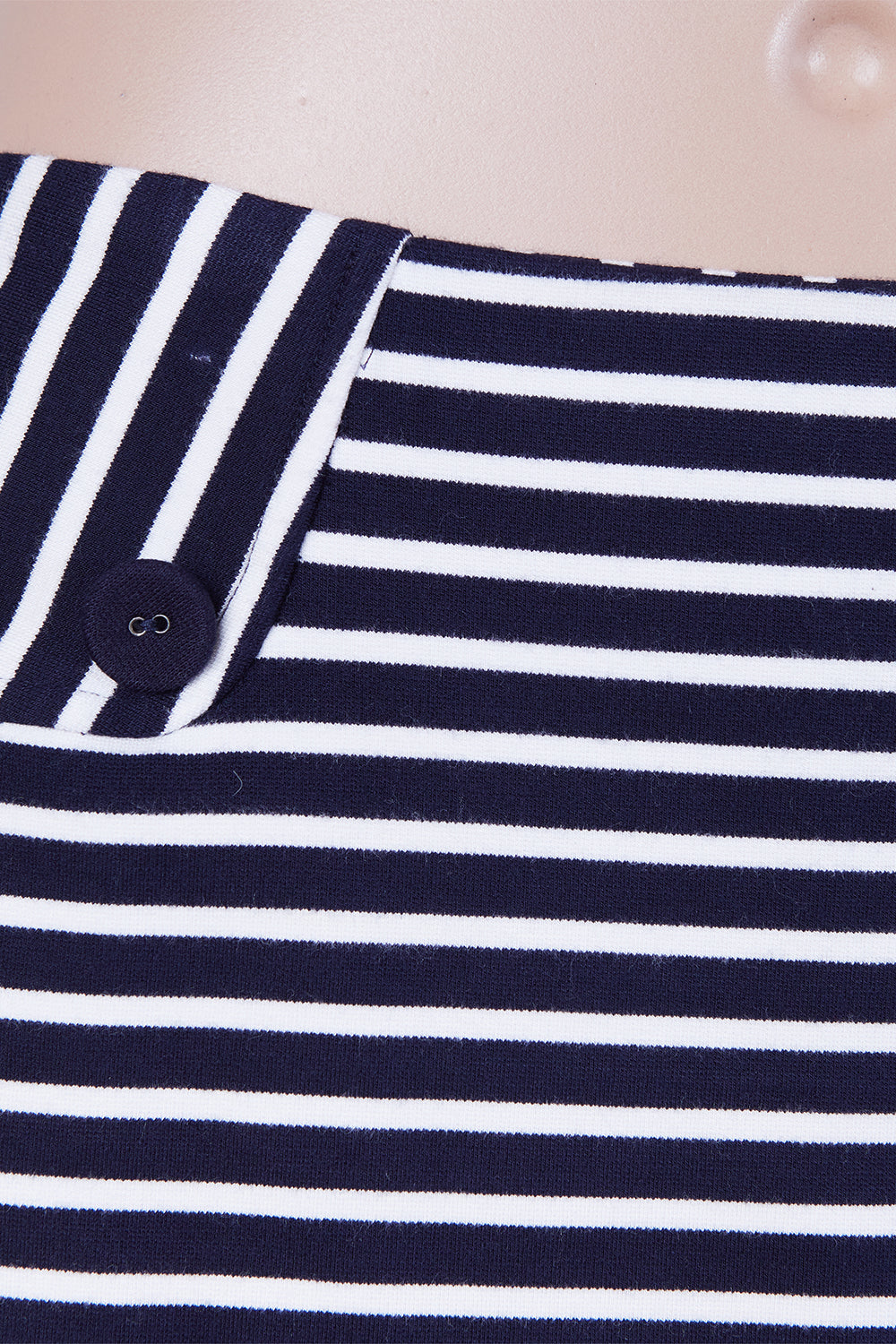 JIGSAW Navy and White Button Detail Stripe Mini Skirt