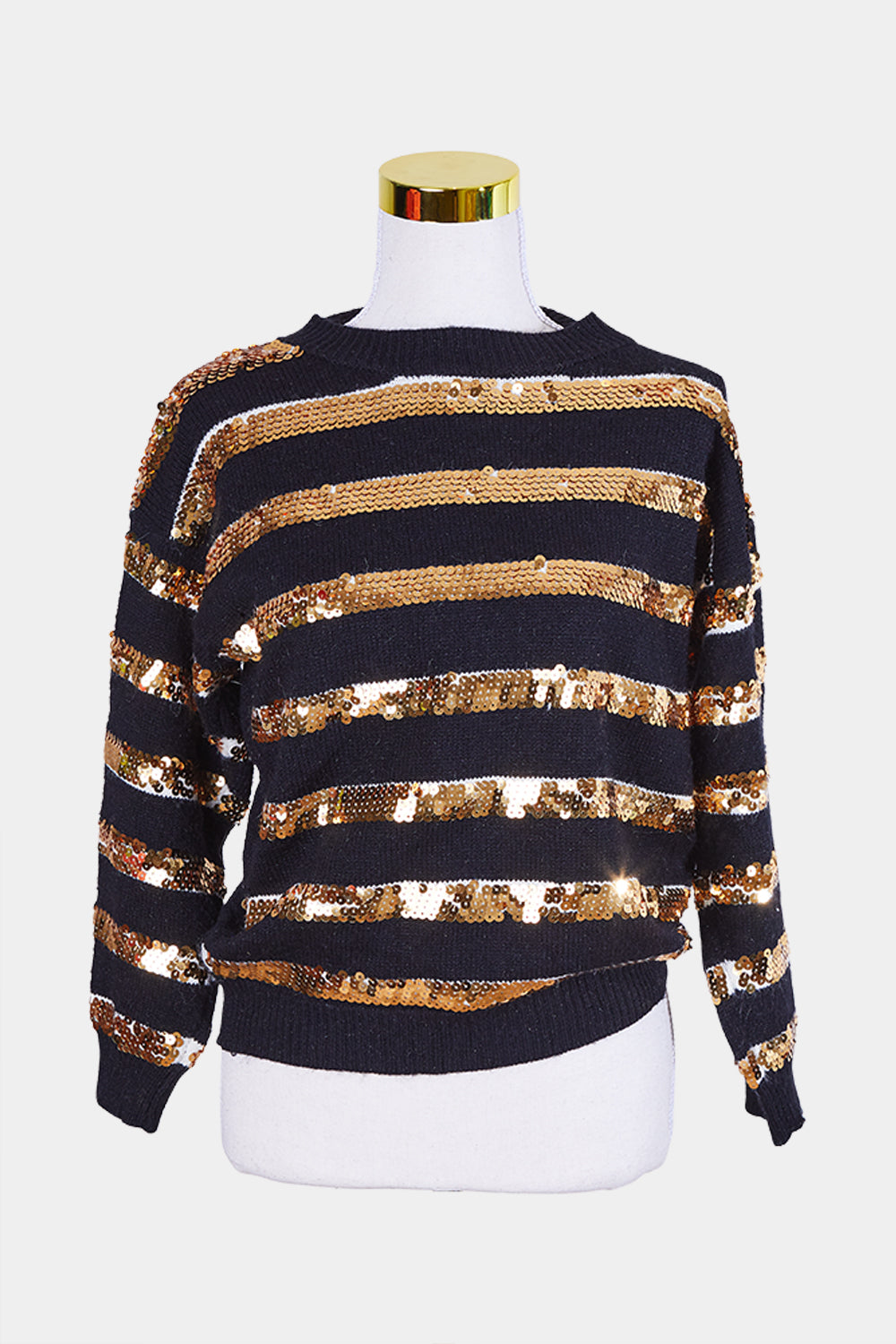 Assorted Brands Black and Gold Sequin Knit Sweater