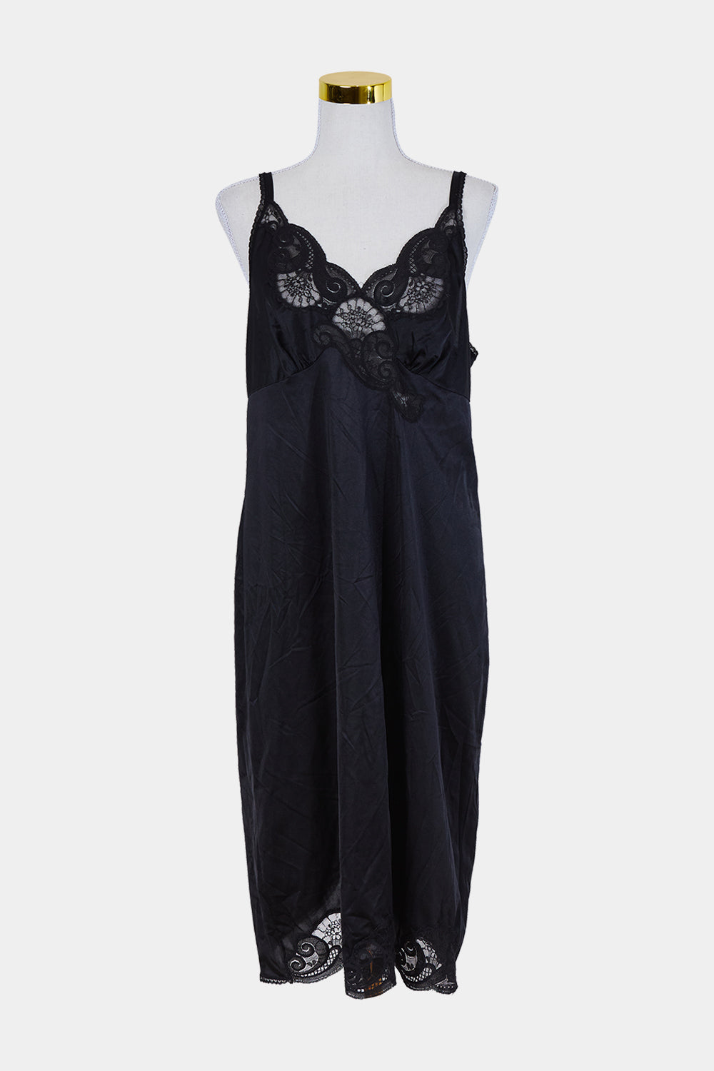 Vanity Fair Black Lace Detail Slip Dress