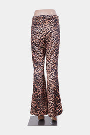 SHEIN Brown and Black Leopard Print Kick Flare Pants