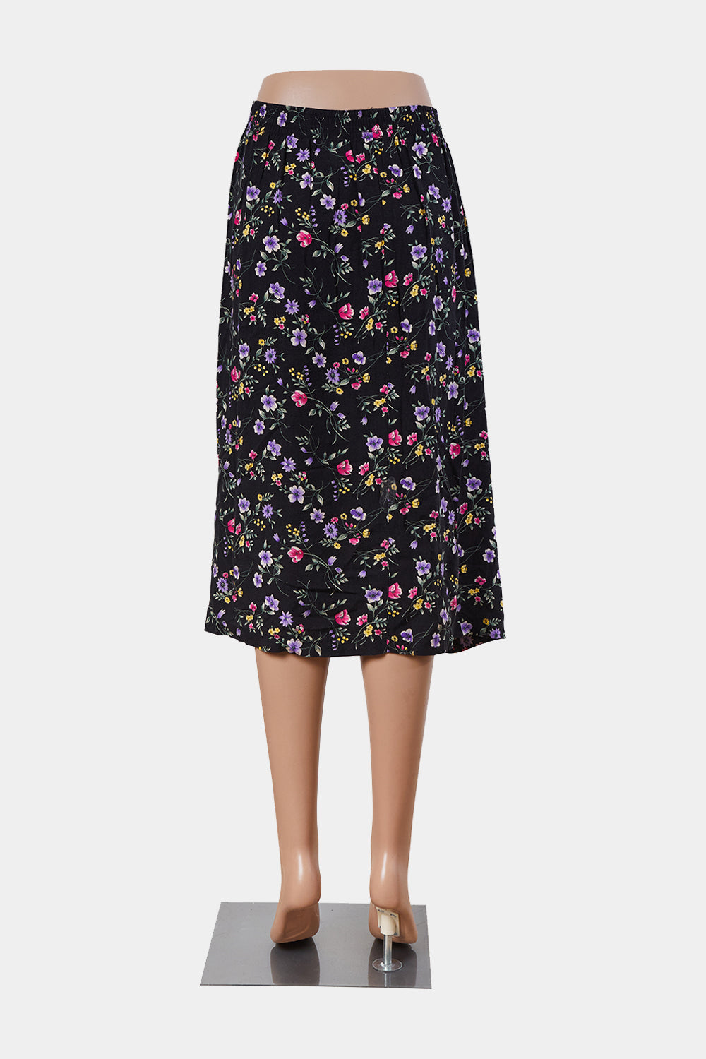 Sag Harbor Petite Black Floral Midi Skirt