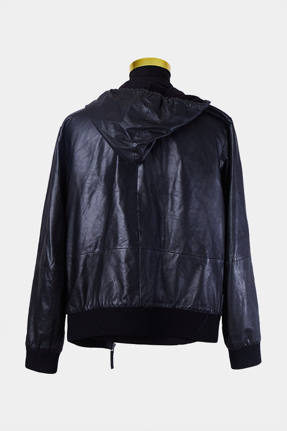 Ziggy Denim Black Leather Hooded Jacket
