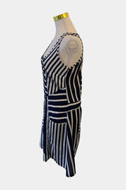 TEMT Navy Blue And Cream Dress